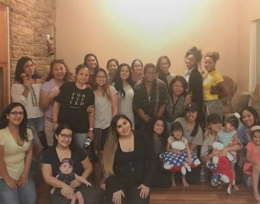 Rachel with a large group of women and children from a women's Bible study she led in Las Vegas